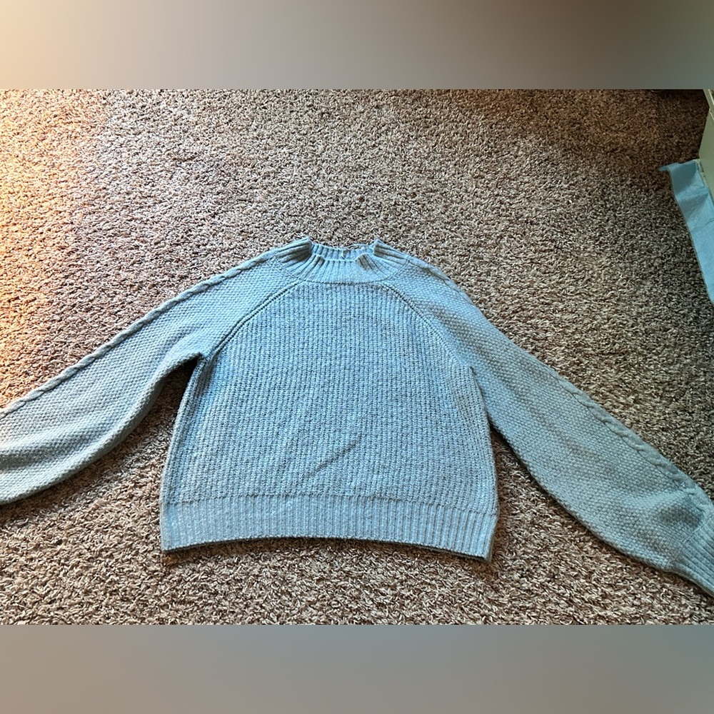 Pink rose teal sweater